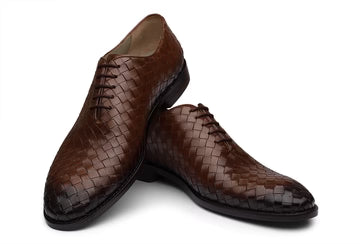 LONDON - BLACK HANDWOVEN LEATHER SHOES