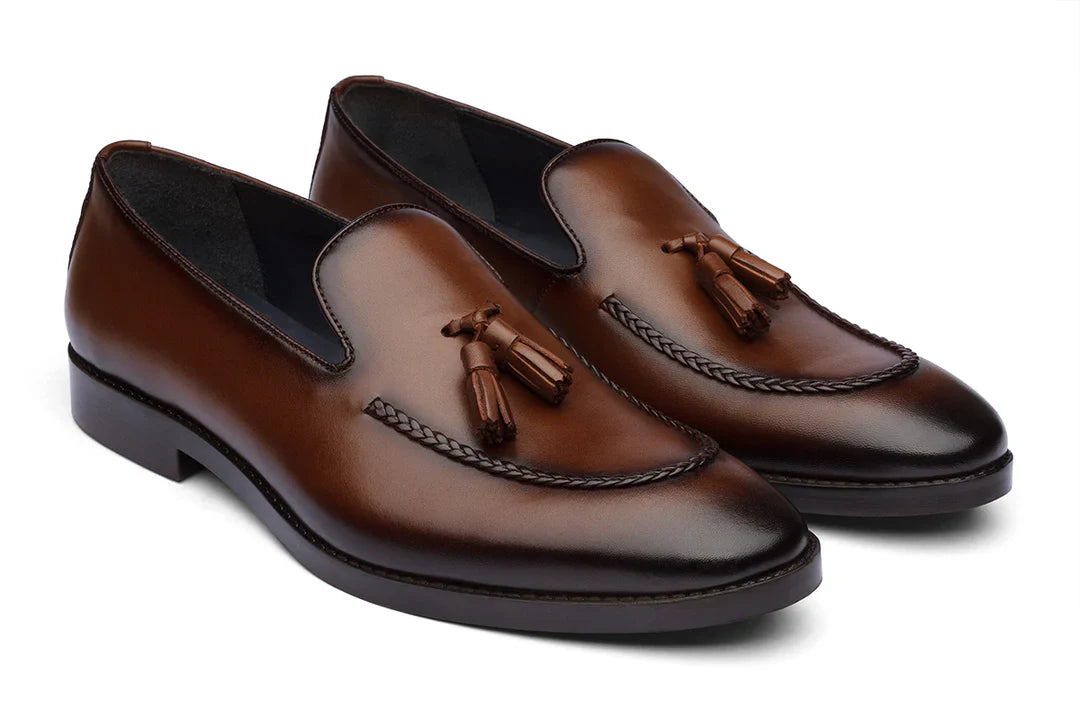 FLORENCE - TAN HANDPAINTED LEATHER SHOES