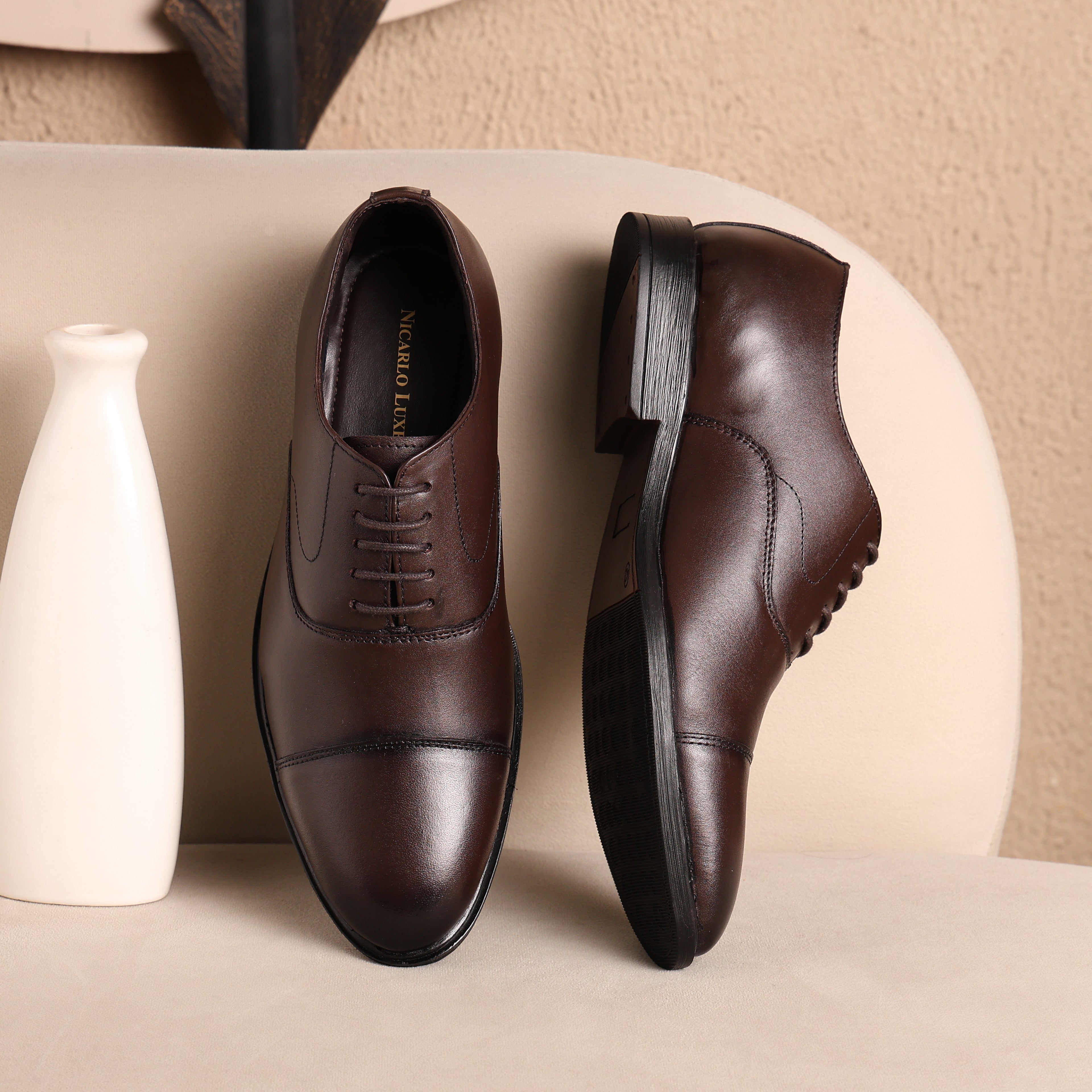 Premium Leather Classic Cap-Toe Oxford Shoes